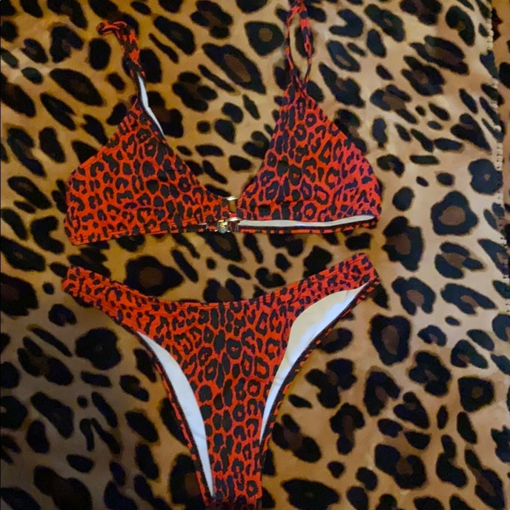 Red leopard bikini